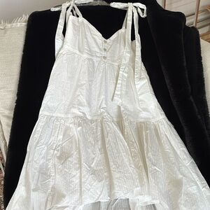 NWOT Caroline Constas Elle Cotton Lined White Sleeveless Dress Size M Drop Waist